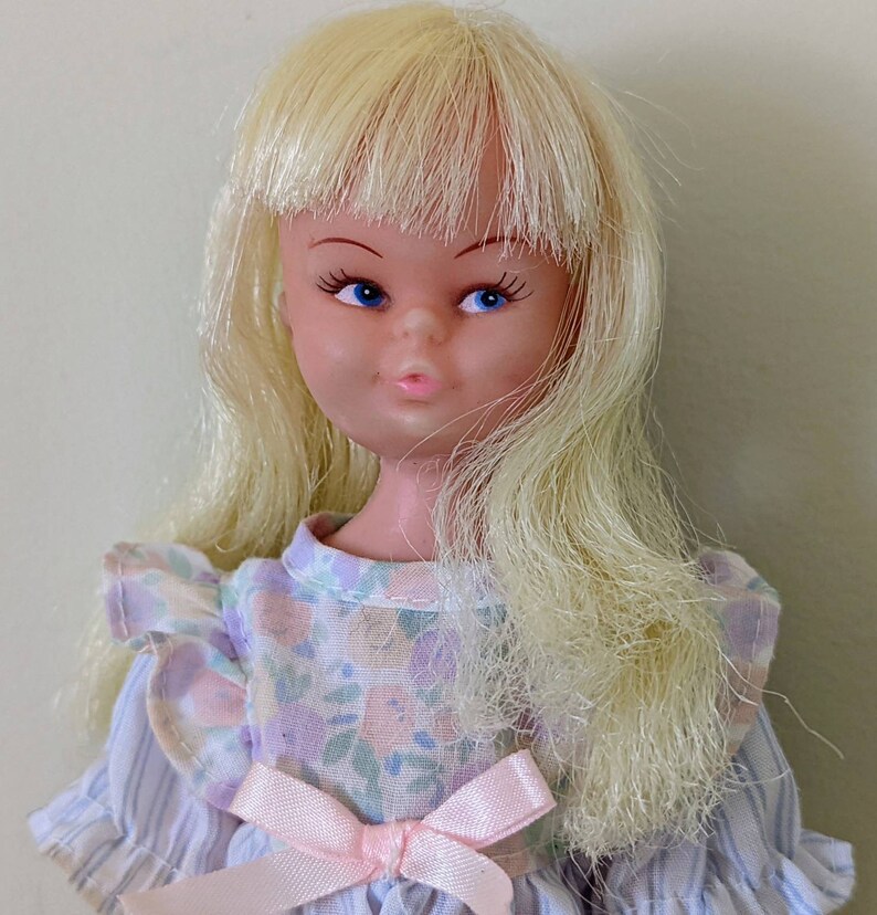 Vintage Soft Plastic Girl Doll With Romper Outfit Blonde Hair Etsy