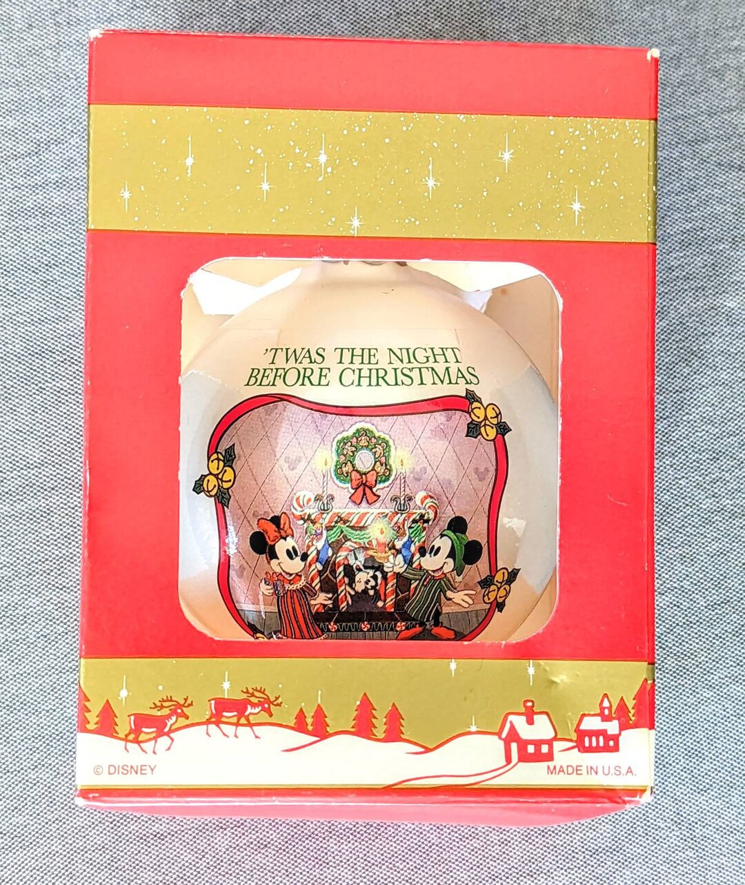 Vintage 1992 Disney Glass Ball Collector's Ornament Minnie Mickey Mouse