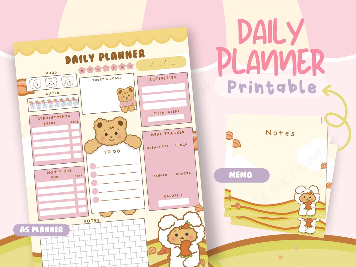 Kawaii Printable Planner, Kawaii Planner, A5 Daily Planner, Kawaii to ...