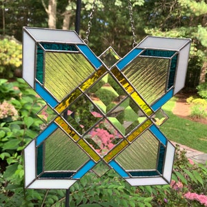 Prairie Geometrical Beveled Suncatcher Panel
