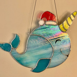 Arctic Christmas Animals - Baby Whale - Stained Glass Suncatcher