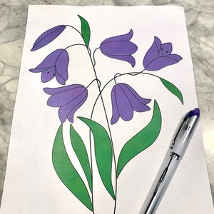 Digital (PDF) stained glass bell flower bouquet pattern
