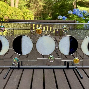 Digital (PDF) Stained Glass Pattern - Five Moon Phases With Abstract ...