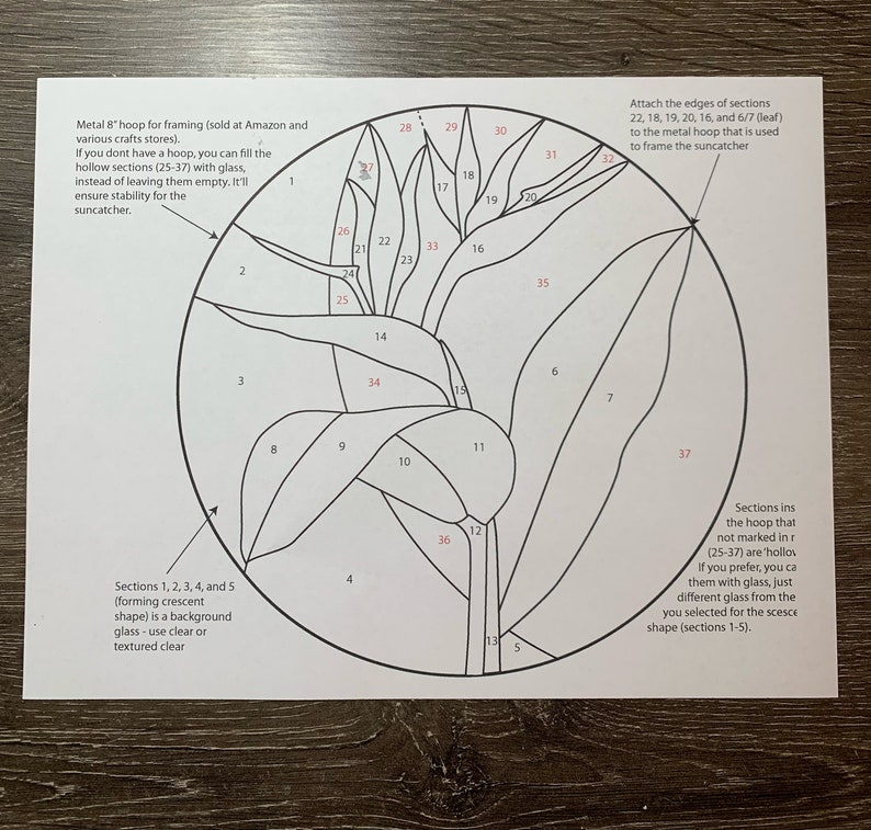 Digital PDF Stained Glass Pattern Bird of Paradise Plant - Etsy