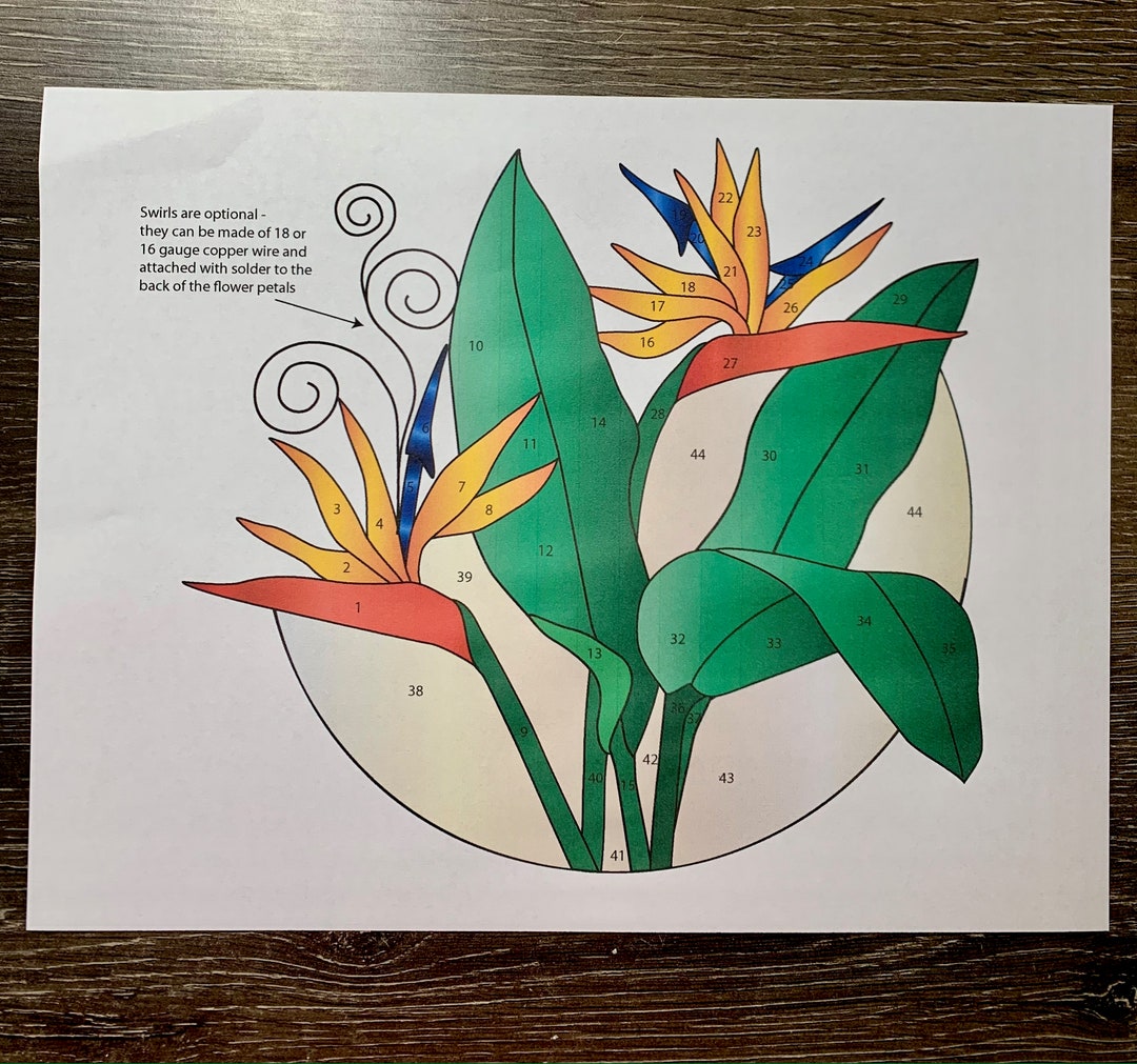 Digital (PDF) Stained Glass Pattern - Bird of Paradise Plant (version 1 ...