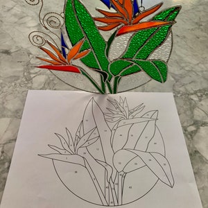 Digital (PDF) Stained Glass Pattern - Bird of Paradise Plant (version 1 ...
