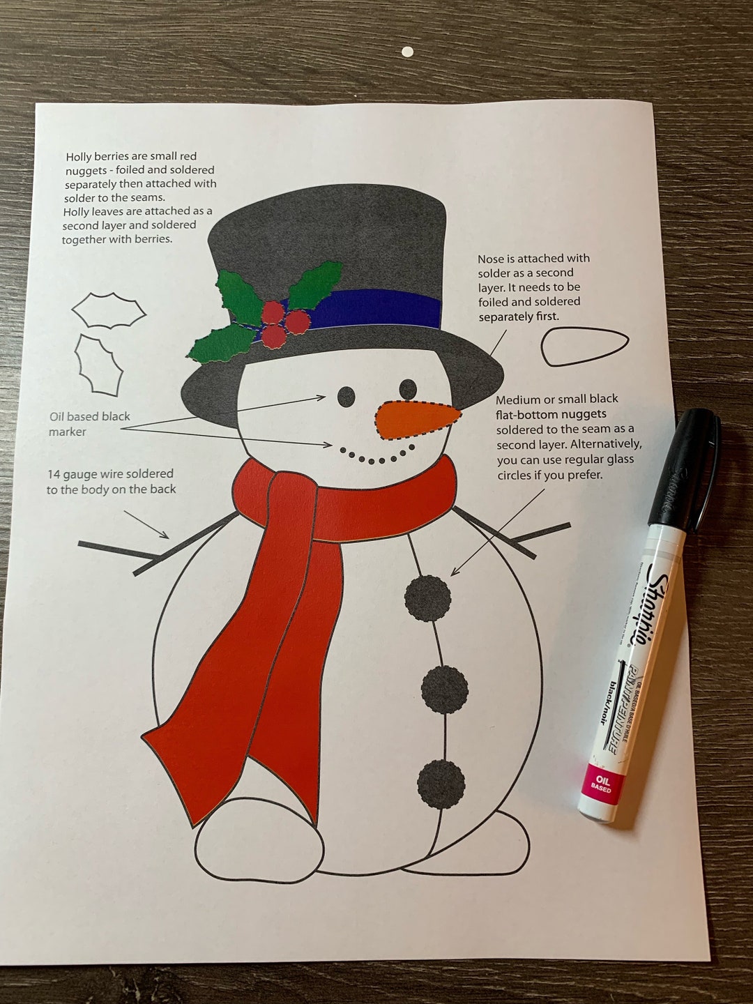 Digital PDF Stained Glass Snowman With Top Hat Pattern - Etsy