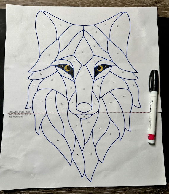 Digital (PDF) Stained Glass Pattern - Abstract Wolf's Head