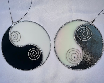 Yin-Yang symbols - Stained Glass Suncatcher panels (2 variations)