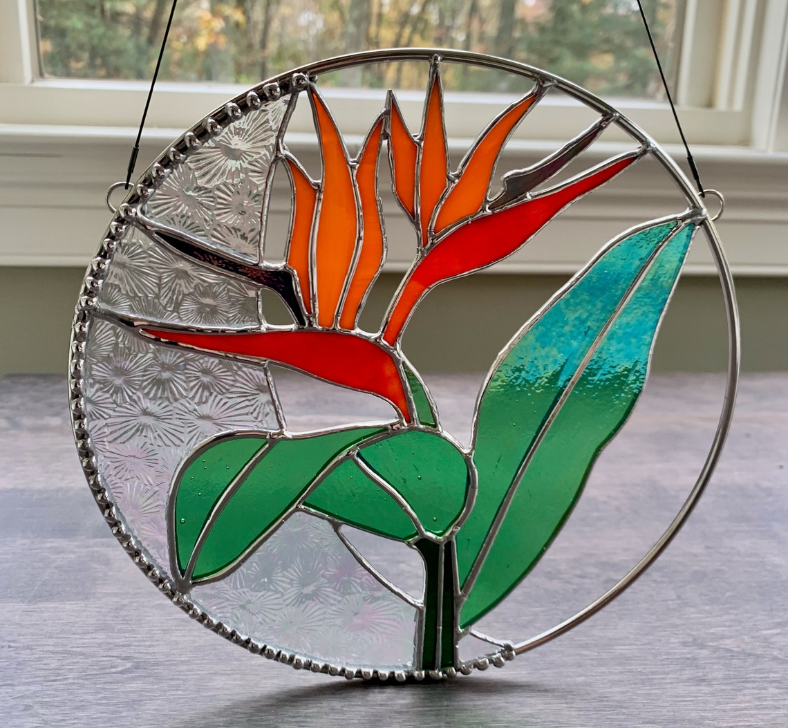 Digital PDF Stained Glass Pattern Bird of Paradise Plant - Etsy