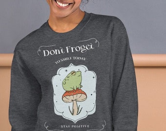 Amanita muscaria lustiger Unisex Sweatshirt Pilz, Fliegenpilz und ein Frosch