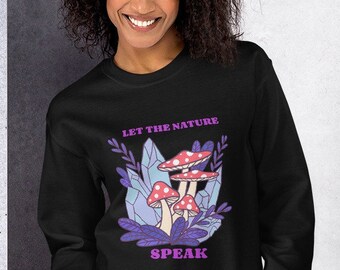 Amanita muscaria Unisex Sweatshirt Pilz und Kristalle Design