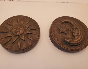 Sun and moon bronze paperweights