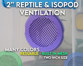 2 INCH Ventilation for Reptile / Insects | Built In MICRO MESH | Perfect For Jumping Spiders & Isopods | Tons Of Colors | Easy To Install
