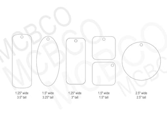 Keychain Template pack SVG file tagliato al laser - per acrilico, legno e altro ancora