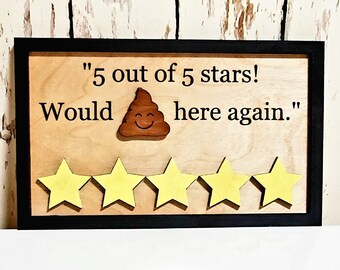 Funny Poop Emoji Bathroom Review Sign SVG File - Digital Download - 5 stelle su 5 farebbero di nuovo la cacca qui
