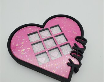 Gioco Tic-Tac-Toe file svg - Laser Cut ready - Glowforge File - Vassoio portacaramelle svg - San Valentino cuore - San Valentino regalo svg - xoxo