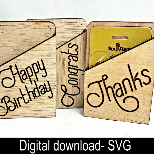 Gift Card Holder SVG file - digital download - congrats - happy birthday - thanks