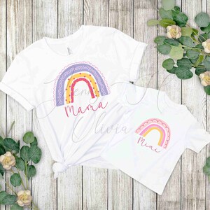 Mama und Mini PNG, passendes Shirt Mama und Kind, Mama und Mini Valentinstag, Regenbogen PNG, Mama und Mädchen PNG Shirt Download,