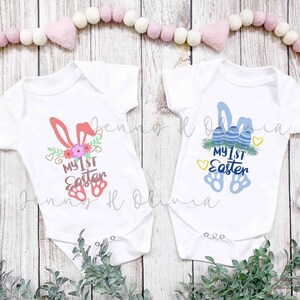 Baby First Easter, Boy First Eater, Girl First Easter, Osterhase, rosa, blau, PNG, digitaler Download, Sublimation, individuelles Geschenk,