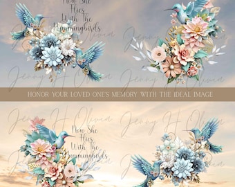 Hummingbird Memorial PNG | In Loving Memory Digital Download | Printable Remembrance Art | Sympathy Gift ,In loving memory png,memorial art