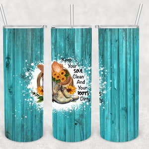 Keep Your Soul Clean Sunflower, Skinny Straight Tumbler Wrap Template, Sublimation, 20 oz., PNG File