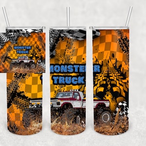 Monster Truck Off Road, Masculine Man, Boy, Car, Mud, Sublimation, Skinny Straight Tumbler Wrap Template, 20 oz., PNG File Digital Download