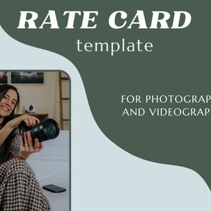 Könnte beinhalten: Eine Preisliste-Vorlage für Fotografen und Videografen. Die Vorlage soll Fotografen und Videografen dabei helfen, professionelle Preislisten zu erstellen, die sie für Angebote an Kunden verwenden können.
