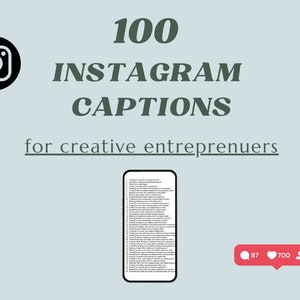 Instagram Captions for Creative Entrepreneurs | Instagram Marketing | Pre-written captions for social media | Template
