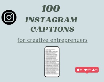 Instagram Captions for Creative Entrepreneurs | Instagram Marketing | Pre-written captions for social media | Template