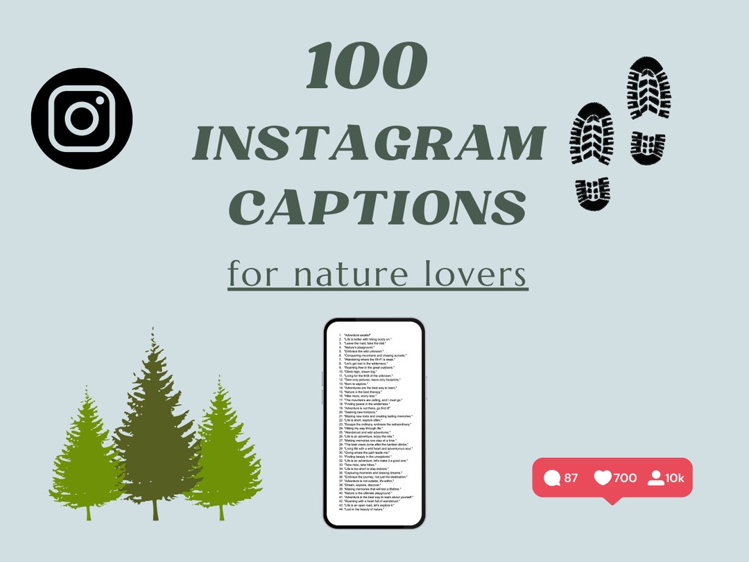 Instagram Captions for Nature Lovers Instagram Marketing Etsy