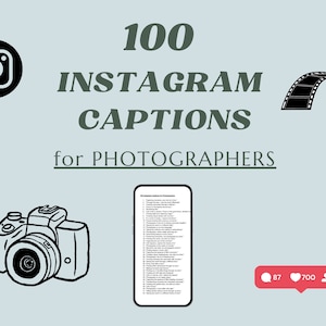 Instagram Captions for Photographers | Instagram Marketing | Pre-written captions for social media | Template