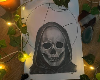 Death - Witchy Skull Sigil Art Print | Matte Paper A4