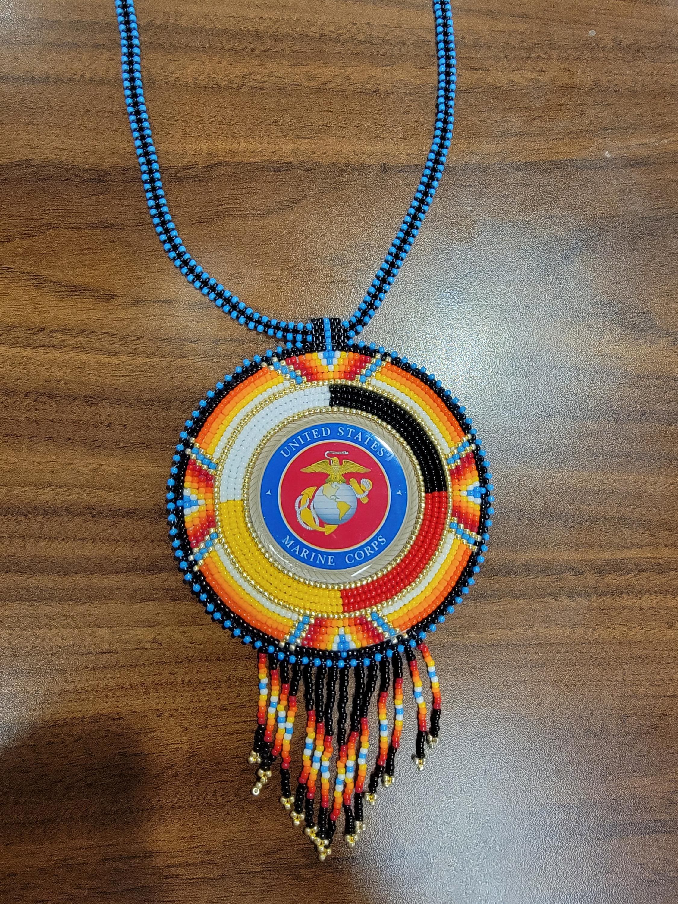 Marines Beaded Medallion Nacklace