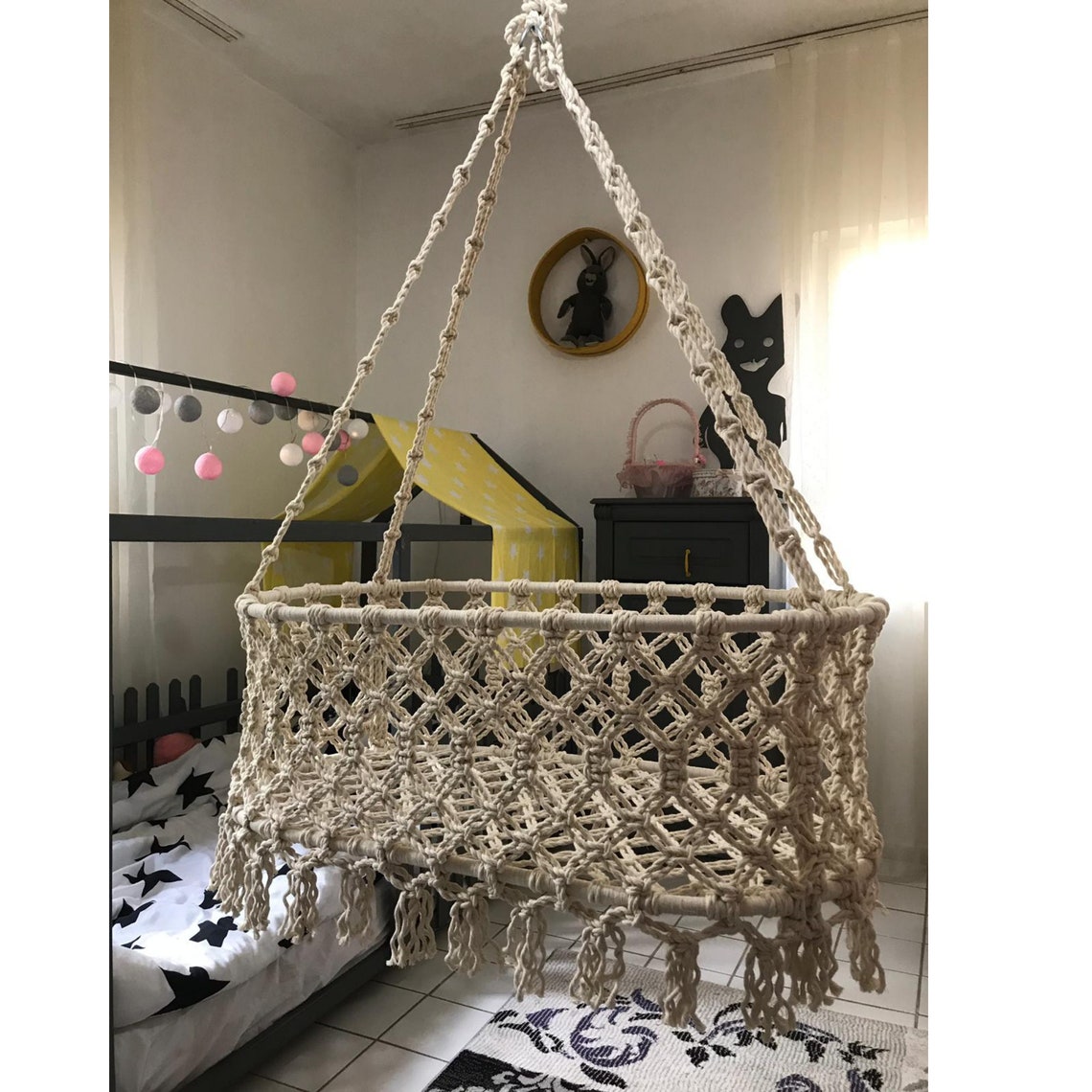 Handmade Macrame Hanging Cradle Baby Cradle Hanging Cradle Etsy