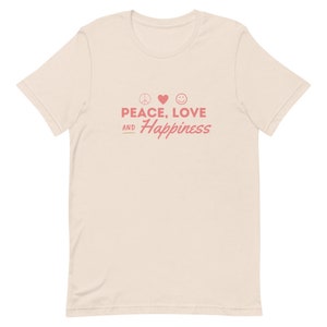 YourTops Women's Peace Love Happiness Graphic T-Shirt – Comfortable Cotton Blend Tee