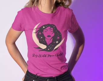 Stay Wild Moon Child T-Shirt, Moon T-Shirt, Witchy T-Shirt, Magical T-Shirt, Mystical T-Shirt, Cosmic T-Shirt, Boho T-Shirt, Unisex T-Shirt