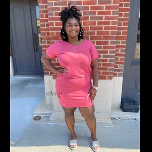 Rose Colored Shirt Dress | Women&#39;s T-Shirt Dress | Dress with Pockets | Everyday Dress
