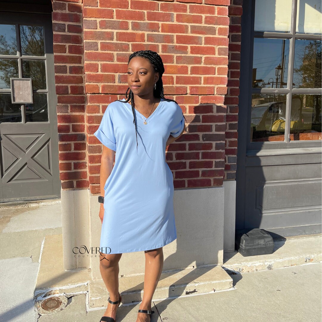 Blue Shirt Dress - Etsy
