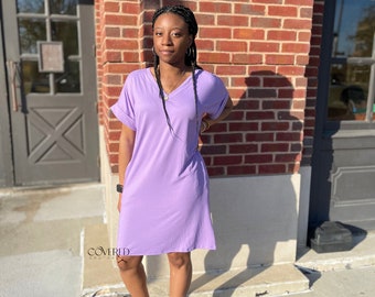 Purple shirt dress outfit Clearance