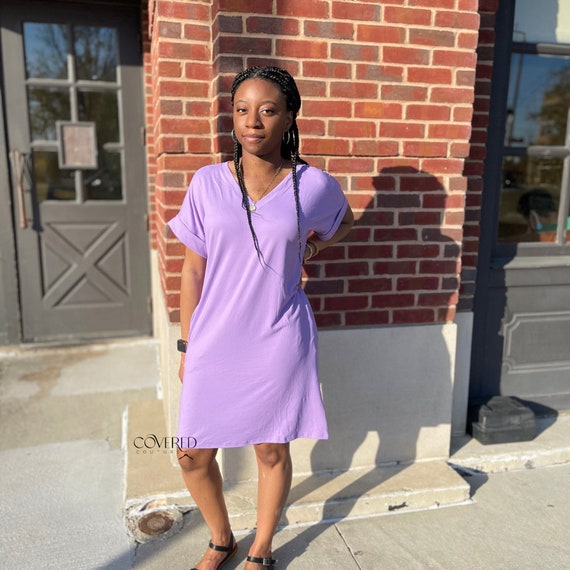 Lavender Purple Shirt Dress Women's T 