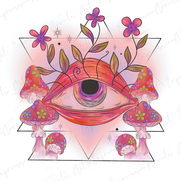 Aesthetic Png | Psychedelic Png | Eye Png | Shrooms Png | Flowers Png | Sublimation Design