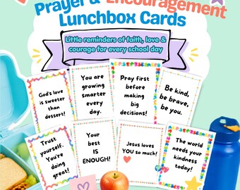 Prayer and Encouragement Lunchbox Cards for kids Digital Files Print and Cut