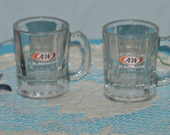 Details about   A&W Root Beer MIni Small Glass Mugs Old Logo A and W Mug VTG 