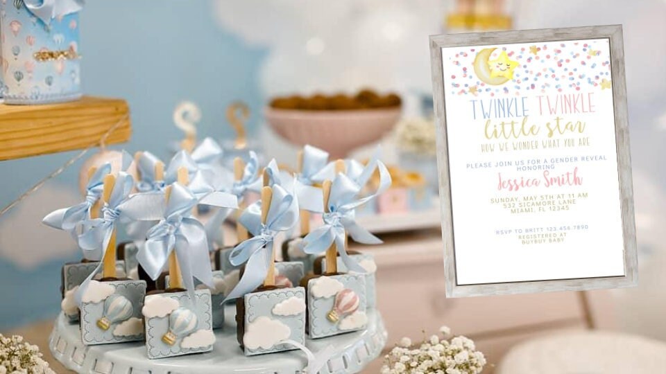 Twinkle twinkle little star gender reveal invitation