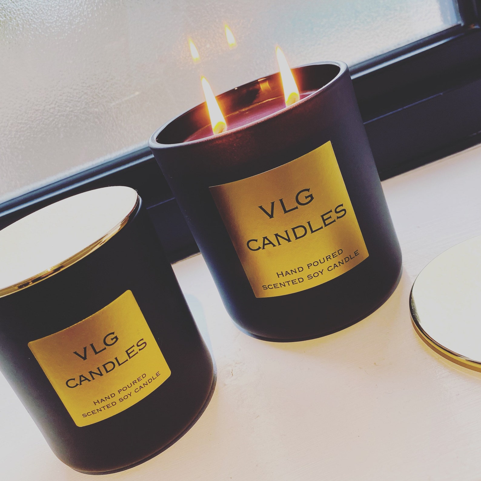 Black wax candle 2 wick Etsy