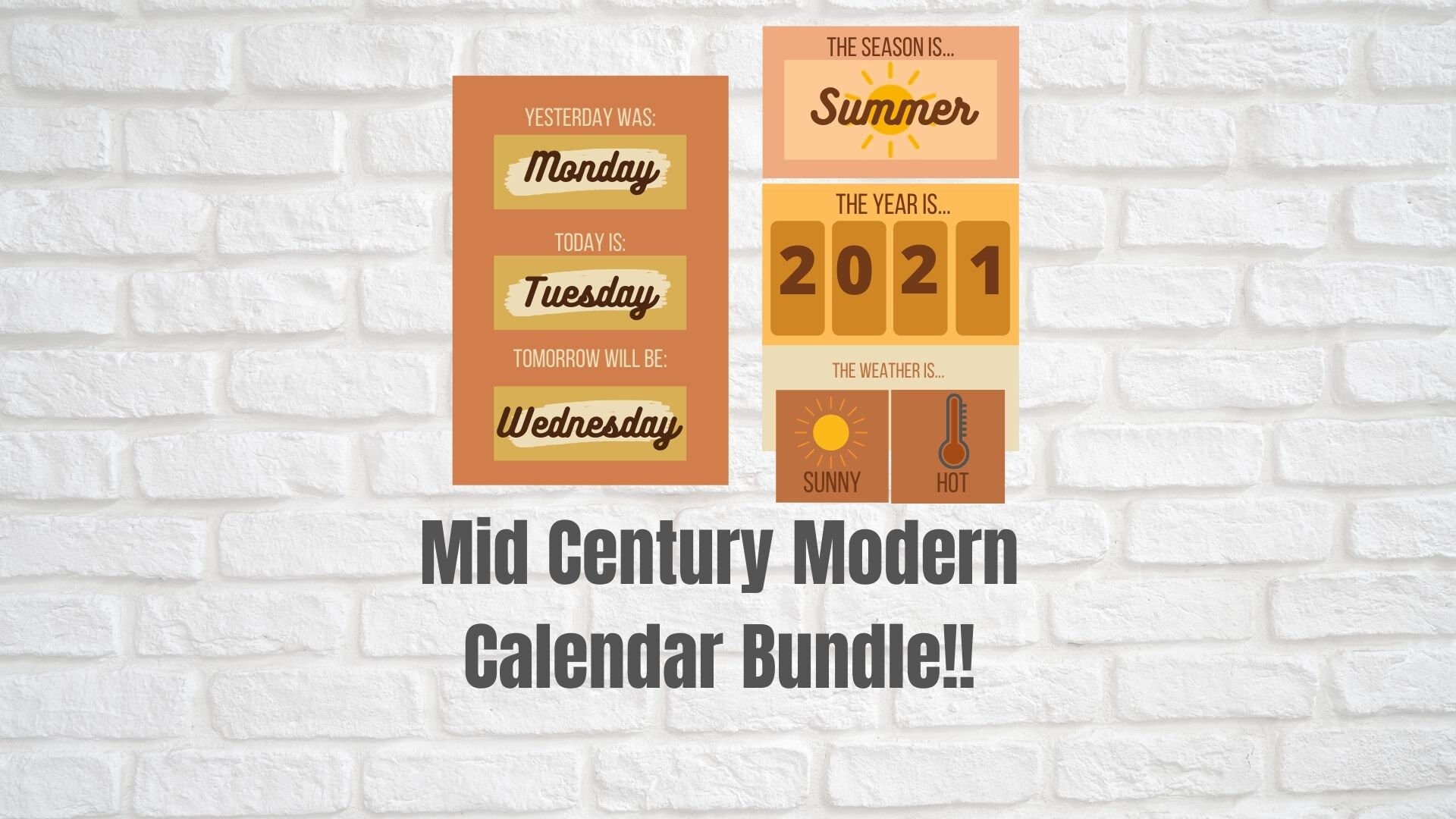 Mid Century Modern Classroom Calendar Set Etsy