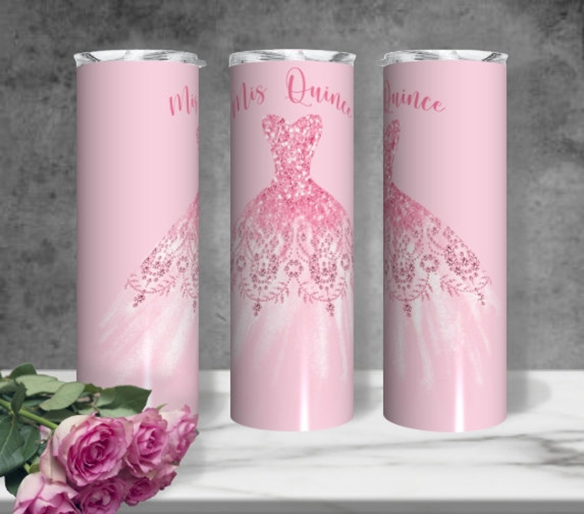 Mis Quince Pink on Blush 20 oz Skinny Tumbler Sublimation | Etsy