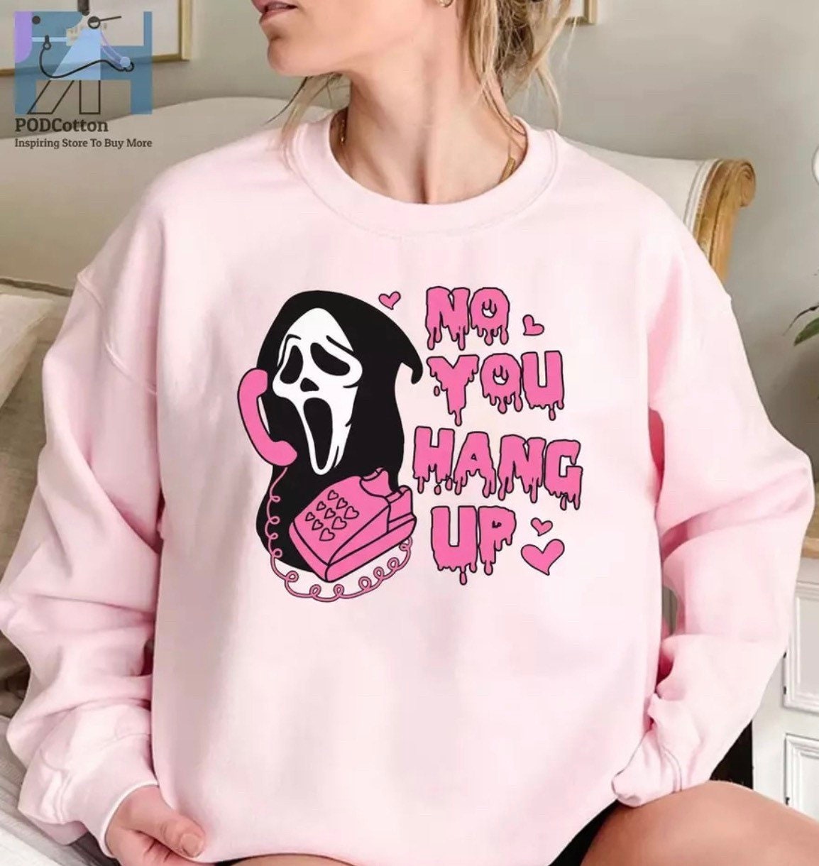 No You Hang Up Scream Mask Horror Movie Sweater, Funny Halloween ...