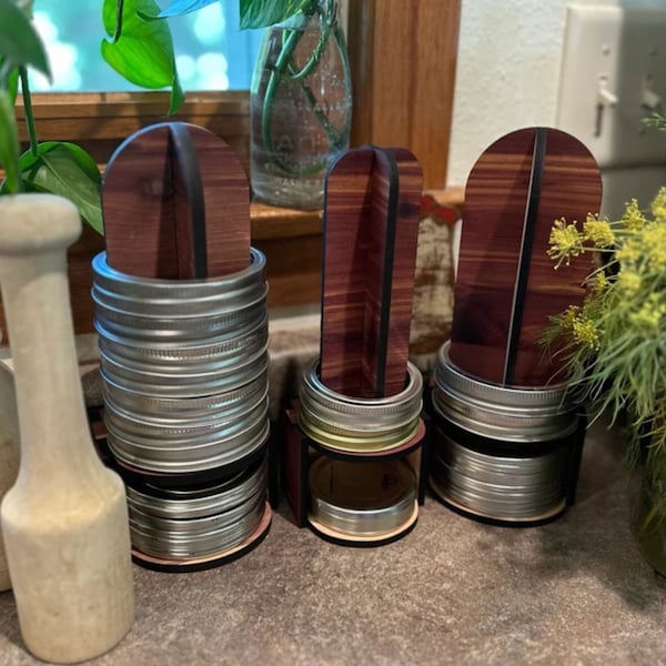 Couvercle de bocal en bois et anneau de rangement : rangement pour conserves rustiques